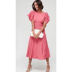 NWT TED BAKER TULIPI MIDI DUSTY PINK DRESS SZ US 10/12 OR TED SZ 4